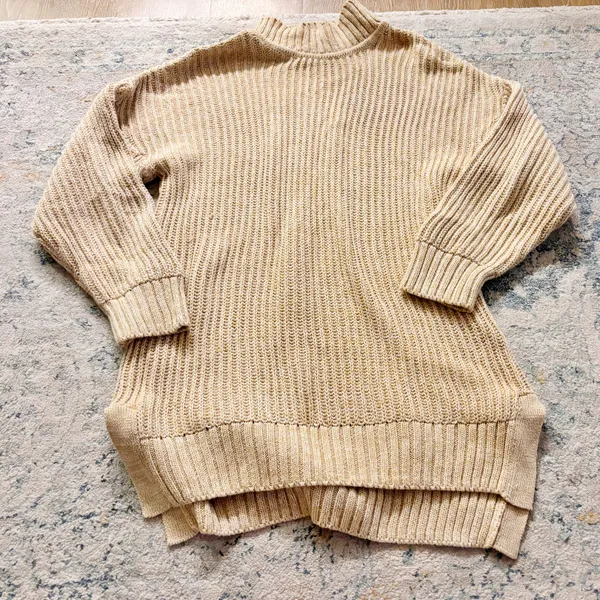 Able Rose Relaxed Tunic Turtleneck Sweater Tan Size XS - Image 4