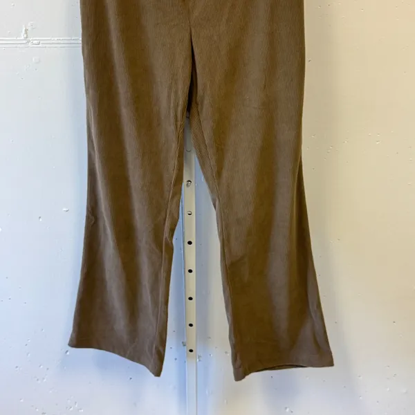 Sincerely Jules Brown Corduroy Straight Flare Pants High Rise Elastic Waist Lg - Image 4