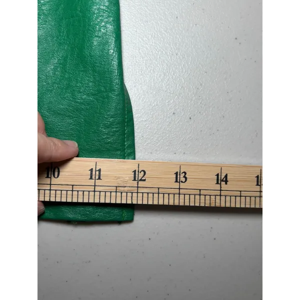 Princess Polly Green Faux Leather Wide Leg Pants 8 Slit Hem‎ Trousers - Image 9