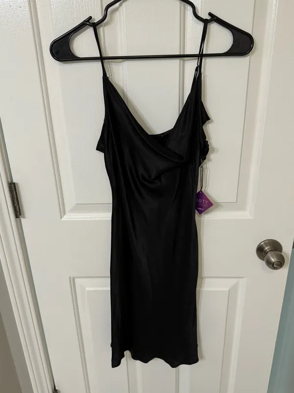 Forever 21 Cowl Neck Slip Dress Satin Black - Image 2