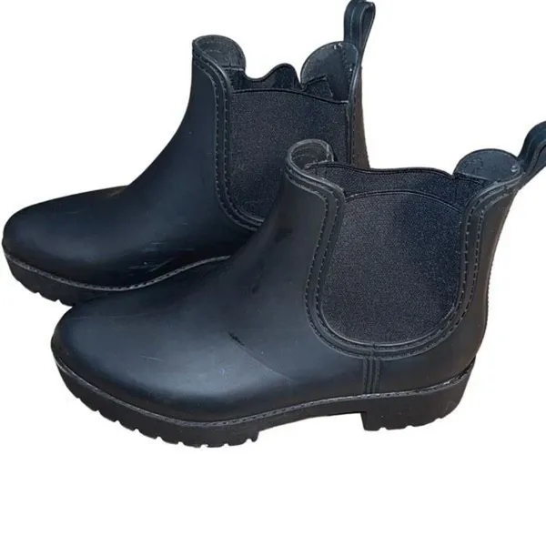 Jeffrey Campbell Womens Chelsea Elastic Side Panel Matte Rain Boots Black Size 8 - Image 2