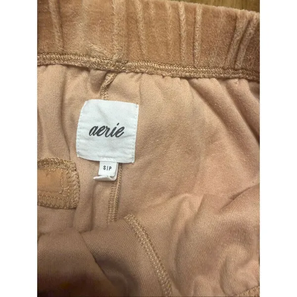 Aerie Velour Tan Pull-On Casual Loungewear Shorts Cotton Blend Size Small - Image 4