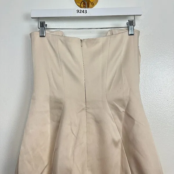 HOUSE OF CB Ariella Satin Crystal Embellished Bow Dress in Ivory Size Small - Image 9