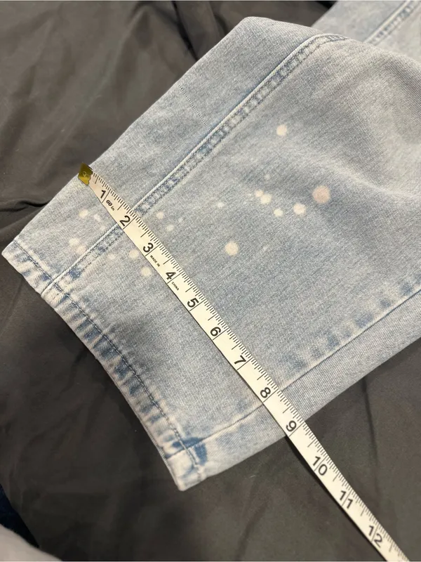 Light Wash Distressed Wide Leg Barrel Jeans Sz:M Indie Hipster Punk Grunge Y2K. - Image 6