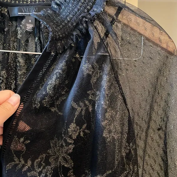 White House black market black sheer blouse with matching cami set - Image 6