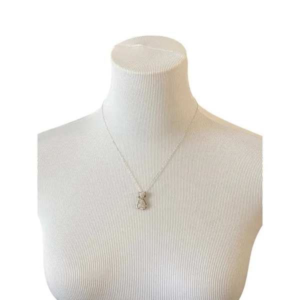 Classy‎ Cat Rose Gold Plated AU Sterling Silver Swarovski Crystals Necklace 18" - Image 3