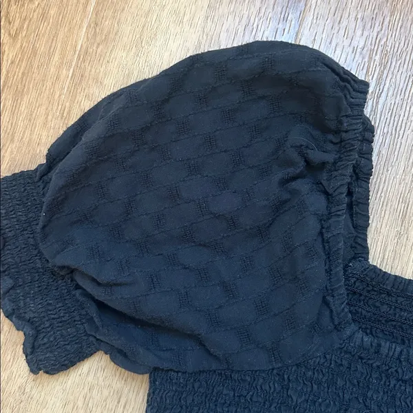 Madewell 100% Cotton Lucie‎ Puff-Sleeve Smocked Bodice Top in Black Size Small - Image 3