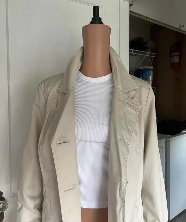 Merona Short Trench Coat size Large - Image 6