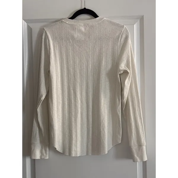 Aerie Cream Essential Crewneck Layering T-Shirt Ribbed‎ XL - Image 5