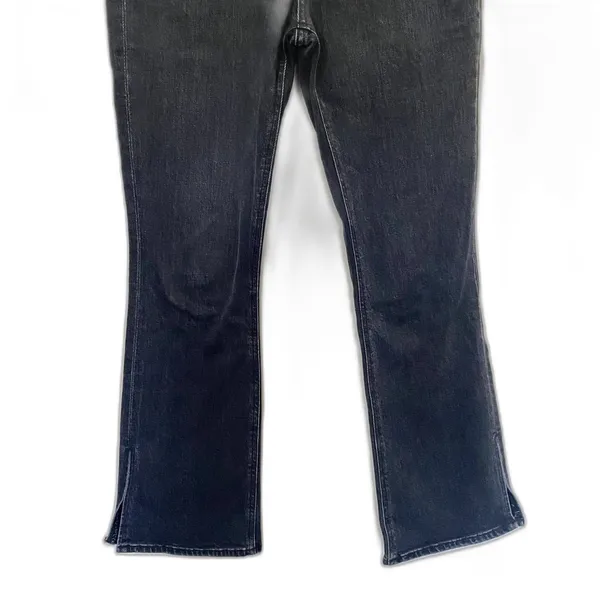 Sly Kick‎ Flare Leg Jeans Black Wash Denim Split Hem High Rise Size 26 Waist - Image 3