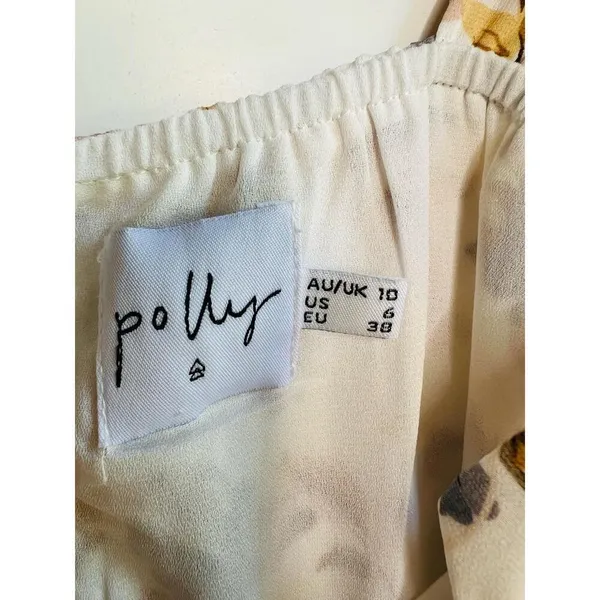 Princess Polly Ivory Floral Print Tie Shoulder Ruffled Hem Sleeveless Mini Dress Size 6 - Image 10