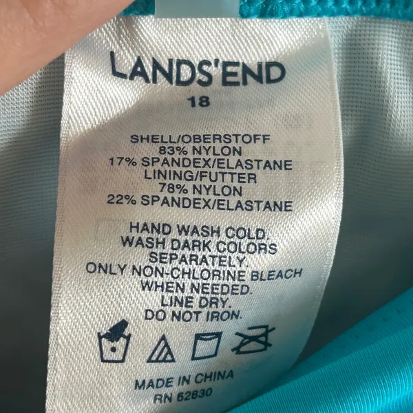 Lands' End Womens Plus Size‎ 18 Teal Blue Ruffle Swim Skirt Attached Brief - Image 4