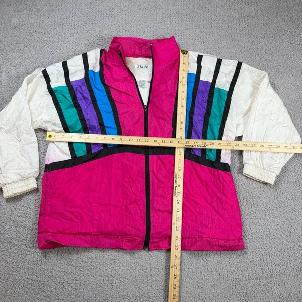 Vintage 90s Slade Colorblock Windbreaker Jacket Pink Teal Purple Retro Nylon M - Image 2