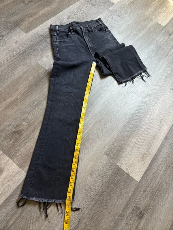 MOTHER The Hustler Ankle Fray Jeans Washed Black 27 Waist - Image 9