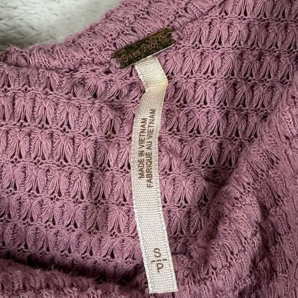 Free People Dusty Rose Waffle Knit Criss Cross Thermal Top Small OB1185373 - Image 2