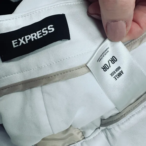 Express Ankle High Rise Trouser Dress White Pants cropped sz 0R career‎ office - Image 5