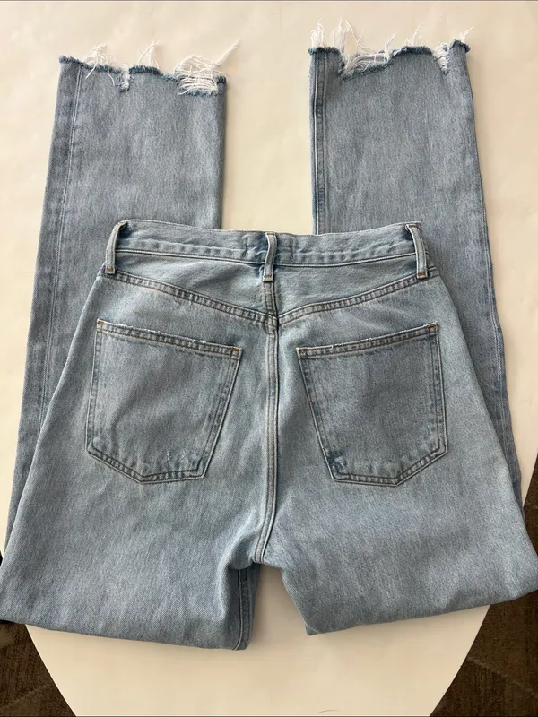 AGOLDE 90s Pinch Light Wash Buttonfly Organic Cotton Straight Leg Jeans 26 $230 - Image 6