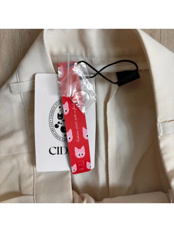 Cider NWT Women's Pleated Off White High Rise Wide-Leg Trousers Size S - Image 5
