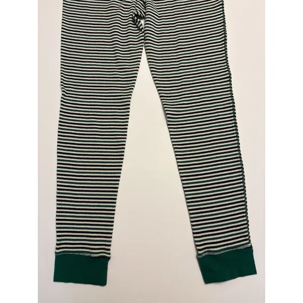 Victoria's Secret Pajama Set Women L Green Striped Thermal Lounge Sleepwear Set - Image 12