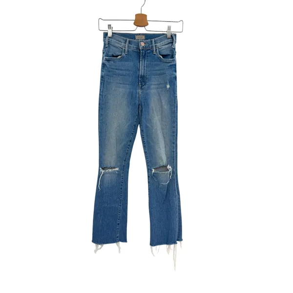 Mother‎ The Hustler Ankle Fray Understudy Distressed Crop Flare Jeans Size 24 - Image 3