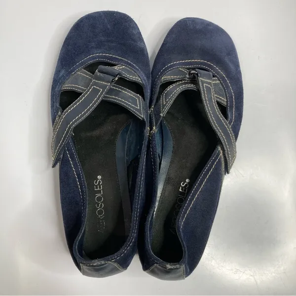 AEROSOLES butterscotch‎ flats navy blue leather size 8.5 - Image 7
