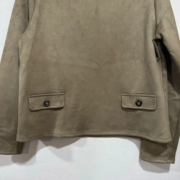 Faux Suede Button Trim Top Ann Taylor - Image 3