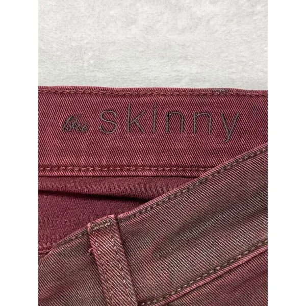 7 For All Mankind High-Waist Ankle Skinny Coated‎ in Merlot Women's Jeans sz 28 - Image 8