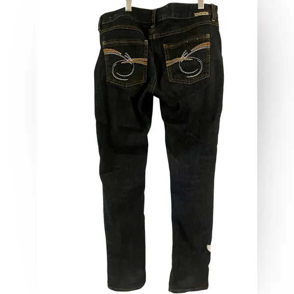 Y2K Low Rise Dark Blue Denim Jeans Early 2000's 32/32 Festival Western Indie - Image 4