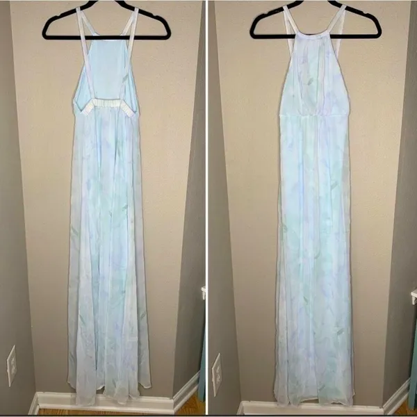 Show me your Mumu halter Maxi dress SMALL baby blue bridesmaid sleeveless - Image 3