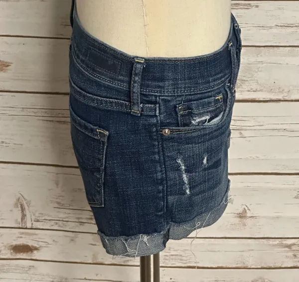 Abercrombie & Fitch dark wash distressed rolled cuff stretch denim jeans Size 24 - Image 4