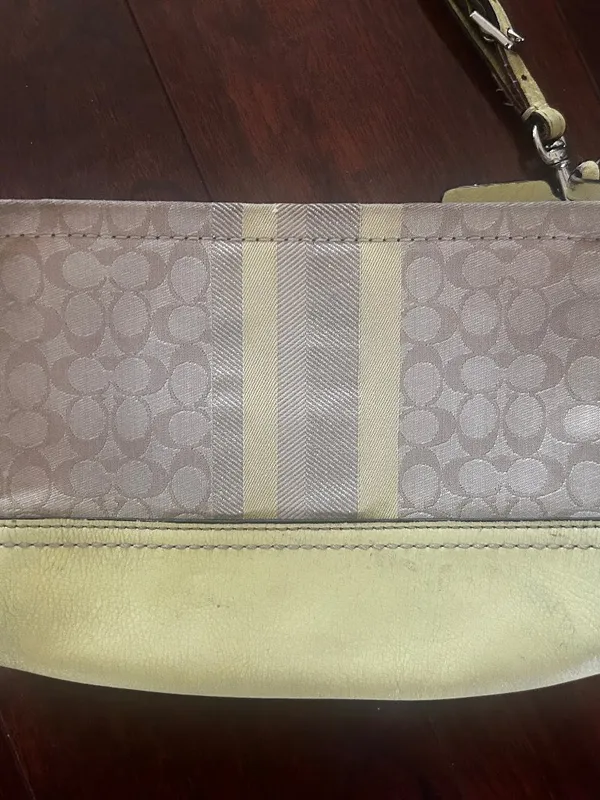 Coach Signature Clutch/Wristlet Yellow/Tan Canvas With Leather Trim - Image 2