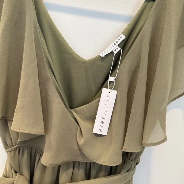 Baltic Born Womens Katya Ruffle Maxi Dress | Dusty Olive In Green XS - Image 6