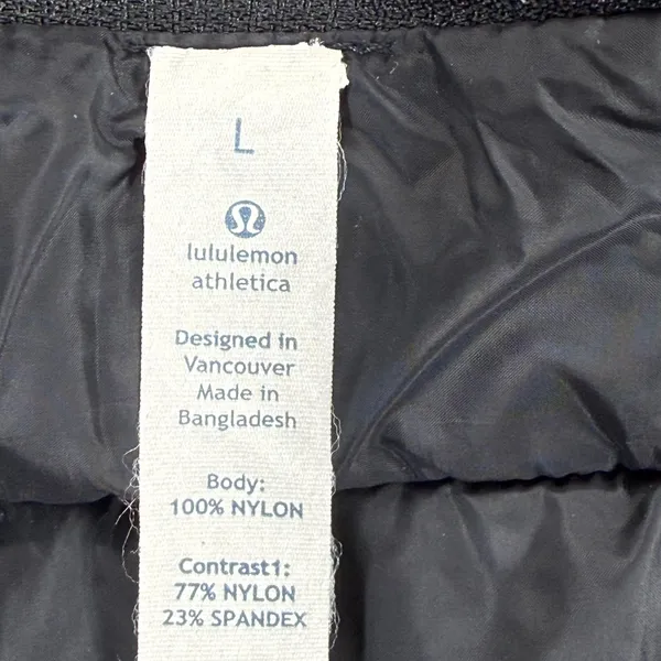 Lululemon Fluff the V Hooded Jacket Black Quilted Puffer Hybrid Full Zip Women L - Image 10