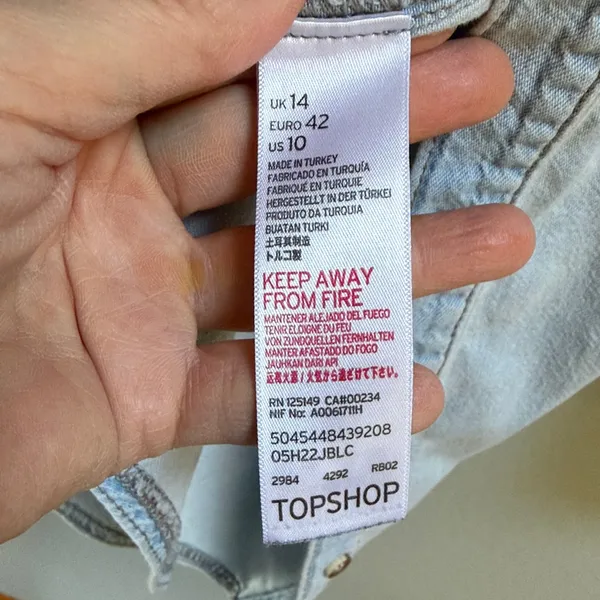 Topshop MOTO Soft Washed 100%Cotton Light Blue Denim Shirt - Image 7