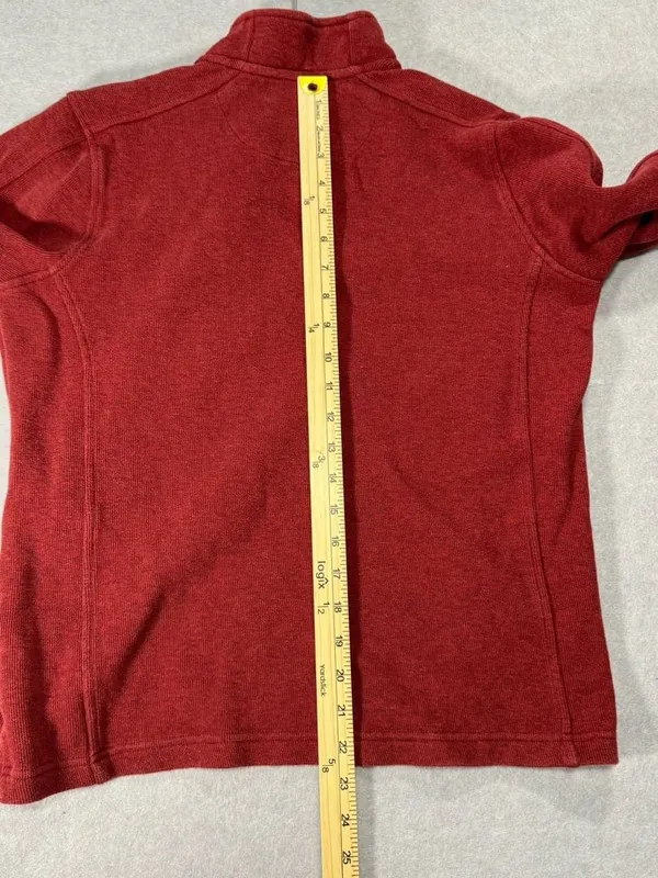 Orvis Quarter Zip Pullover Size M Red Gingham Ribbed Knit - Image 8