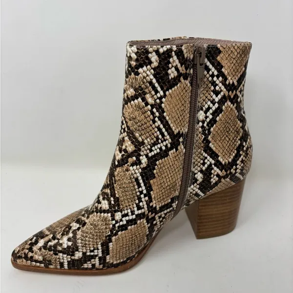 Raye Revolve Merit Size 6.5 High Heel Bootie‎ Natural Snake Skin Embossed - Image 6