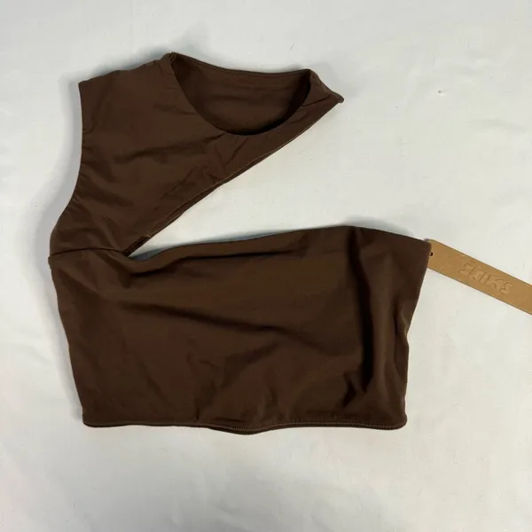 NWT Skims Size XXS Cocoa Brown Fits Everybody Cut Out Super Cropped Top SOLD OUT - Image 2