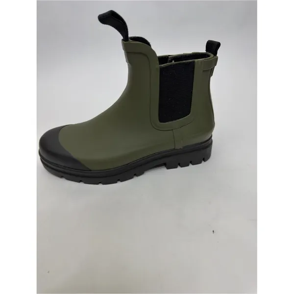 Hunter Women 5 Olive Green Black Cap Toe Chelsea Ankle Rain Boots Lug Sole - Image 6