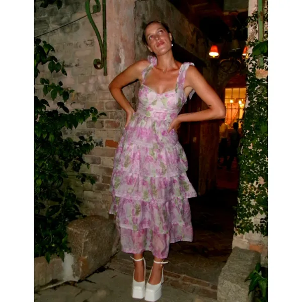 ASTR Zirconia Tiered Dress in Lavender Size Medium - Image 3