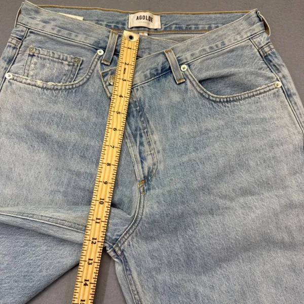 AGOLDE Criss Cross Upsize Jeans Light Wash Blue High Rise Straight Leg Size 28‎ - Image 5