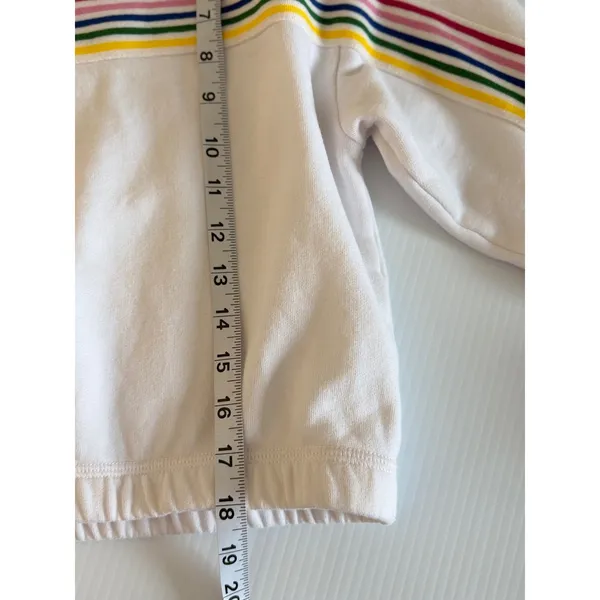 Abercrombie & Fitch Womens‎ XS White Rainbow Stripe Cropped Sweatshirt Pullover - Image 6