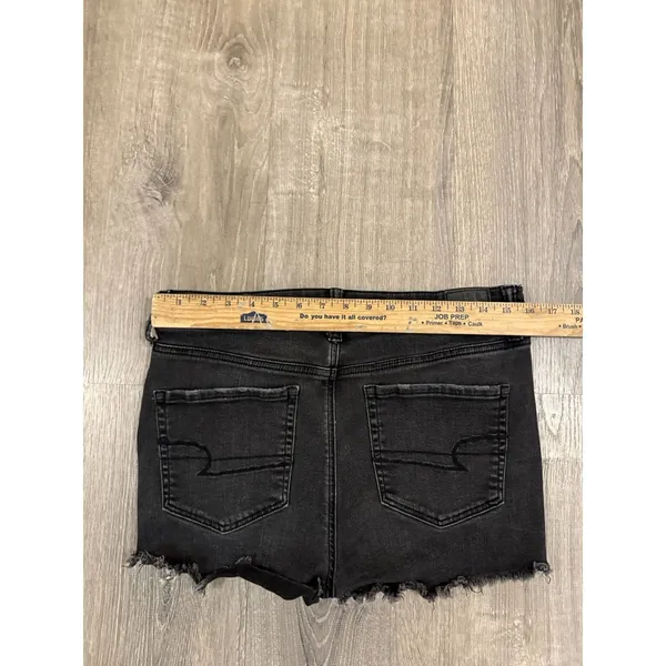 American Eagle Shorts Womens 12 Black Denim Jean Hi Rise Shortie Distressed - Image 5