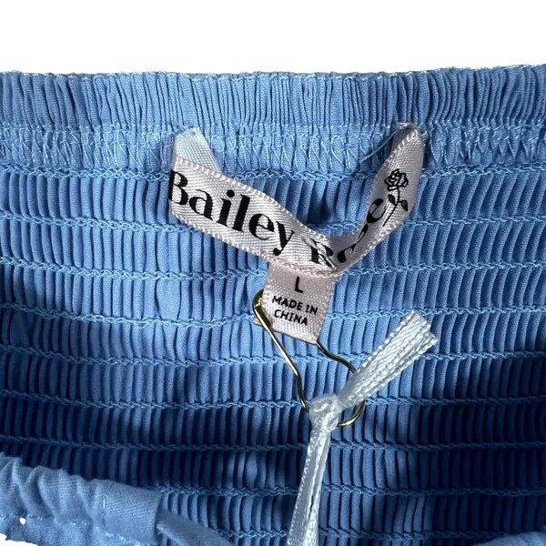 NWT Bailey Rose Corset Solid Crop Top Blue Coquette Smocked Back Size L - Image 4