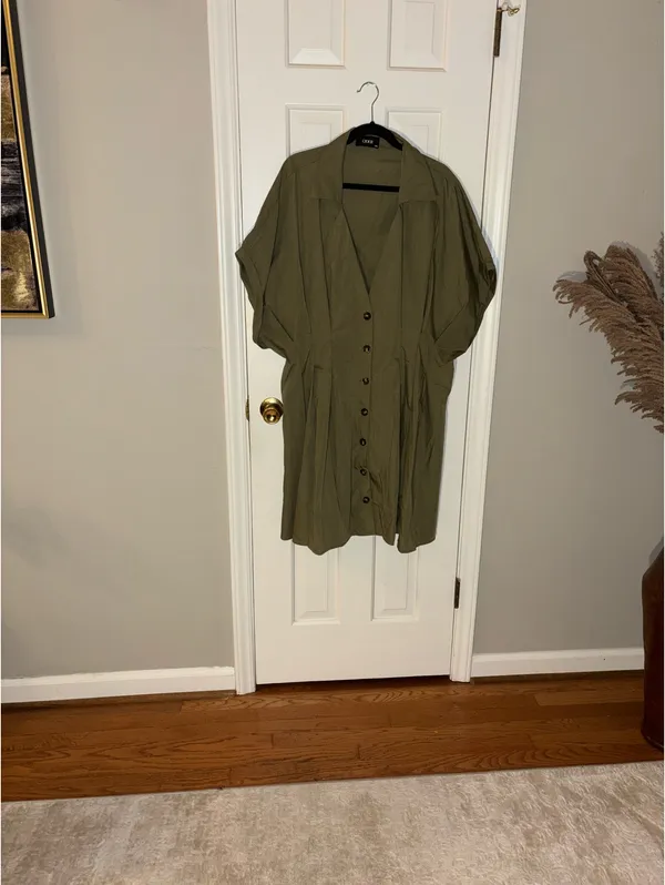 Cider Olive Green Button-Up Dress - Image 5