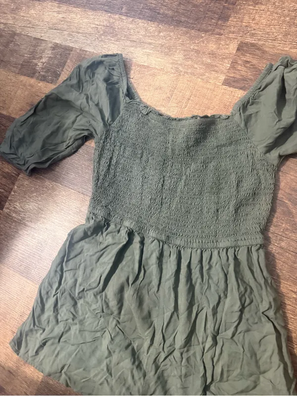 SO Olive Green Smocked Off-Shoulder Romper - Image 3