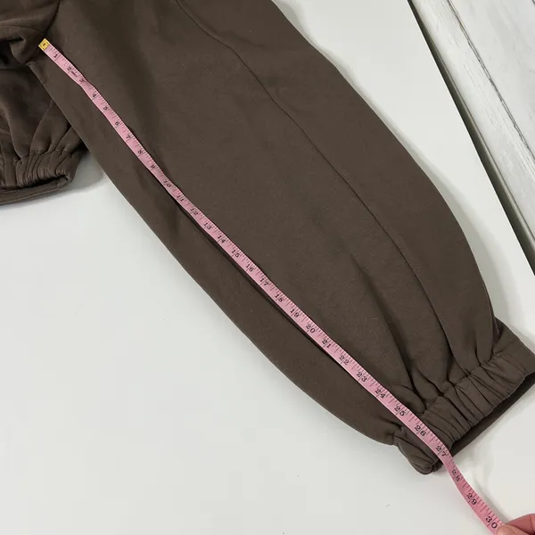 RISEN Drift Brown Wide Leg Jogger Pants Size Small Drawstring Elastic Waist - Image 12