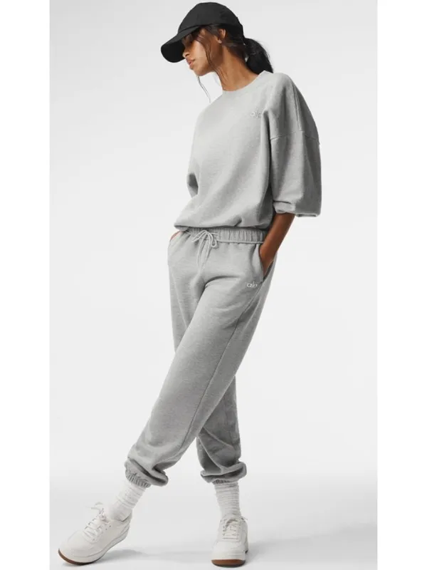 Alo Accolade Sweatpants Athletic Heathered Grey High-Rise Fleece Joggers Sweats - Image 5