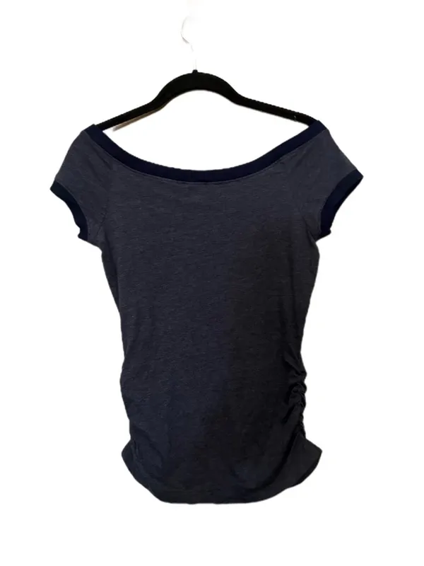 Y2K Abercrombie and Fitch Off-Shoulder Blue Gray Women's Top with Side Ruching - Image 2