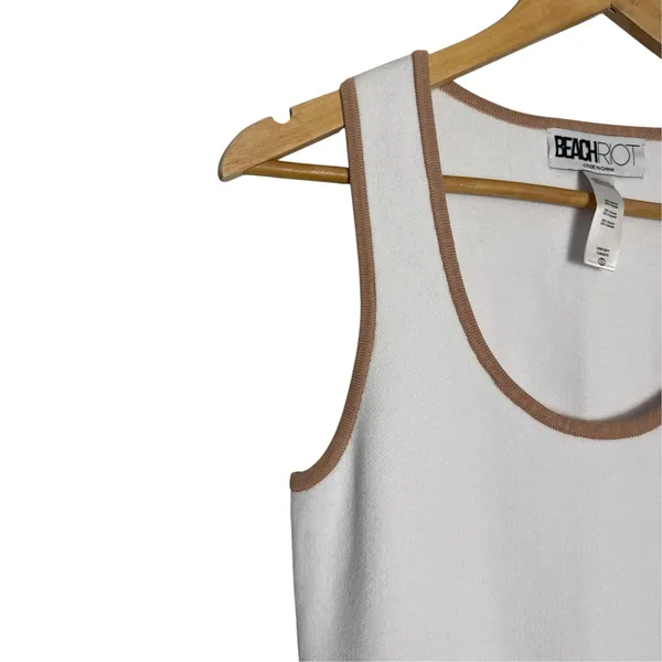 Beach Riot Solange White Almond Pleated Scoop Neck Athleisure Tennis Mini Dress - Image 8