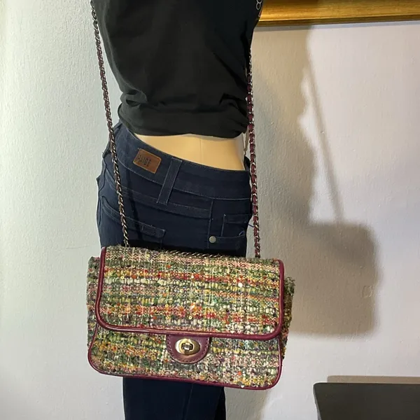 Patricia Nash Lorenza Flap Mauve Plaid & Leather Crossbody/Shoulder Bag‎ - Image 7